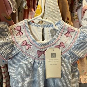 Lil Cactus Ribbons Blue and Pink Smocked Bubble